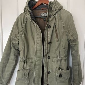 Roots Canada winter jacket. washed out green army green
